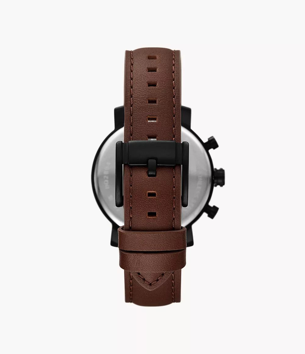 Fossil Fossil Rhett Multifunction Watch Black Dial Brown Leather Size ONE SIZE - 3 Thumbnail