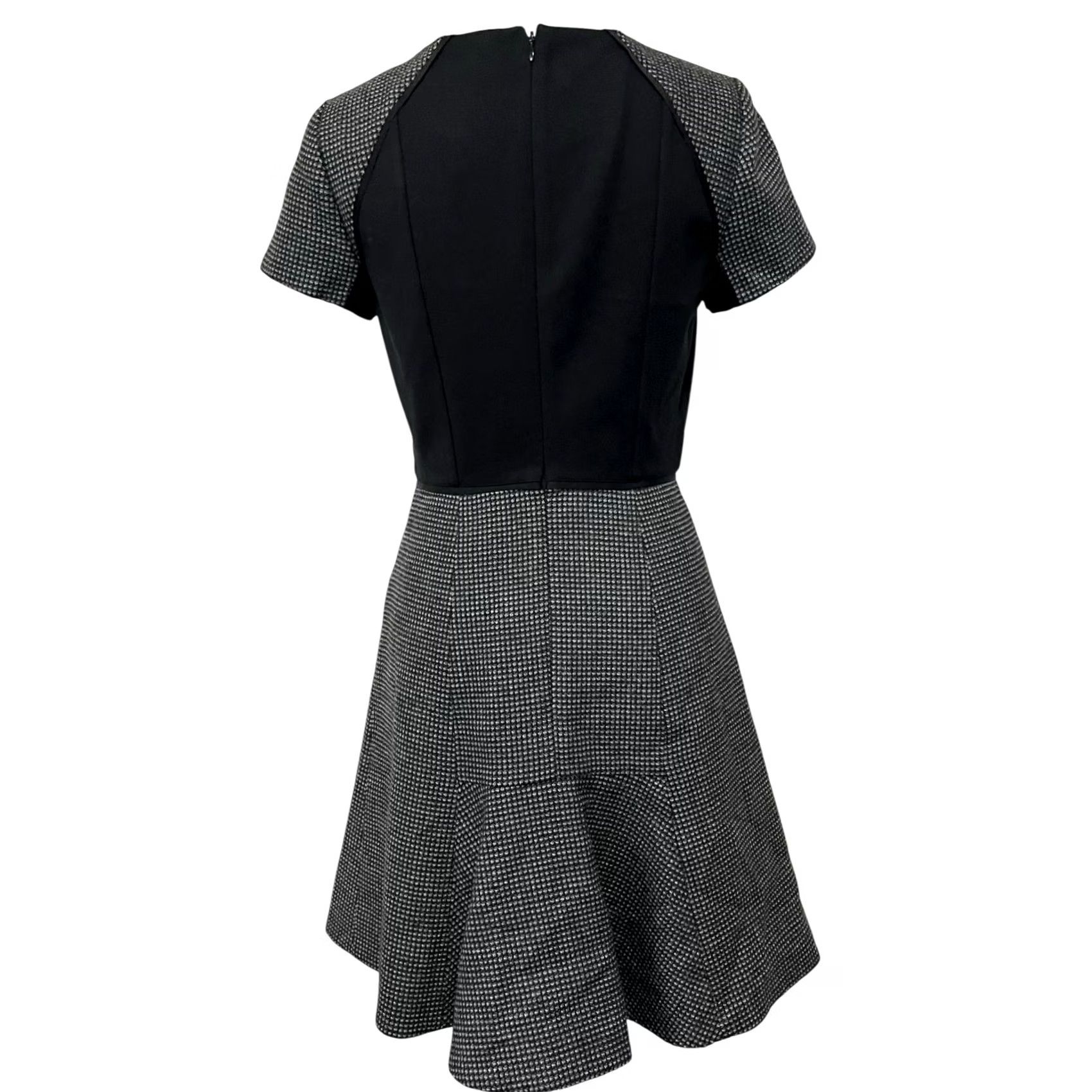 J.Crew J.Crew Checkered Flutter Dress Size 4 Black Gray Tweed Ponte Fit Flare Career Dress Women Short Sleeve Knee Length Round Neck Size S / US 4 / IT 40 - 7 Thumbnail