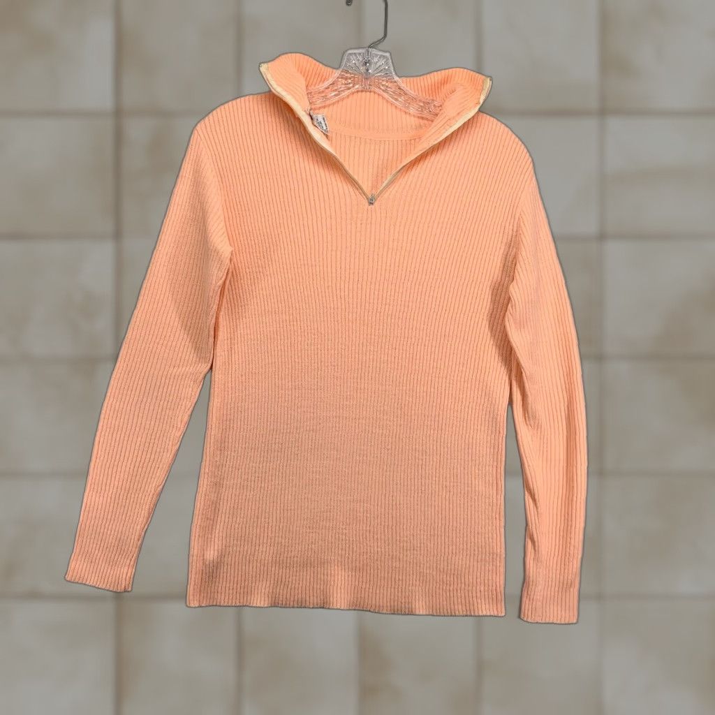 Vintage VINTAGE Garfinckels Women’s Sweater Pullover Turtleneck Pink 80s Slim Fit Medium Knit Zipper Size M / US 6-8 / IT 42-44 - 1 Thumbnail