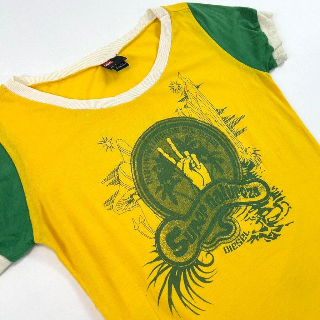 Diesel y2k Diesel yellow and green 'Super Natureza' tshirt Size L / US 10 / IT 46 - 5 Thumbnail