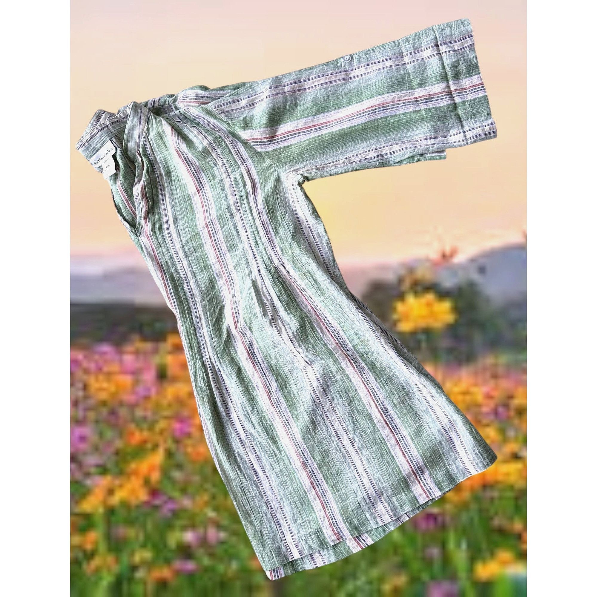 Other Soft Surroundings Tunic Top XS Extra Small Striped V Neck Ro Size XS / US 0-2 / IT 36-38 - 11 Thumbnail