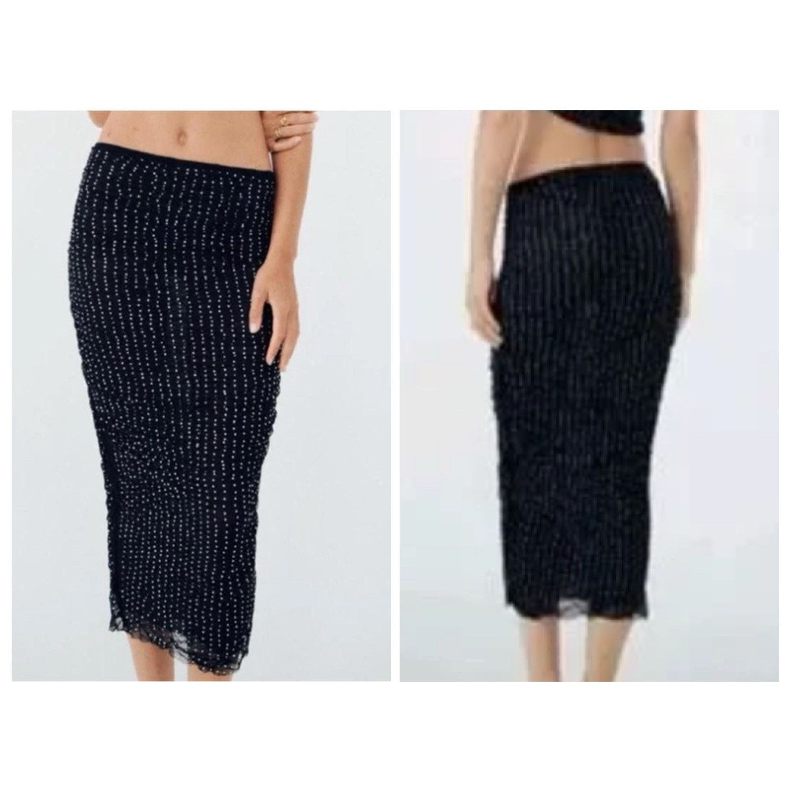 Zara Zara Black Tulle Rhinestones Mermaid Maxi Skirt Size S Siren Size 24" / US 00 / IT 34 - 1 Thumbnail