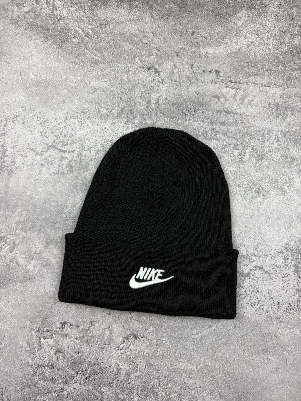 Nike Vintage Nike Beanie Hat Black Swoosh Logo Rare Cap Y2K Drill Size ONE SIZE - 3 Thumbnail
