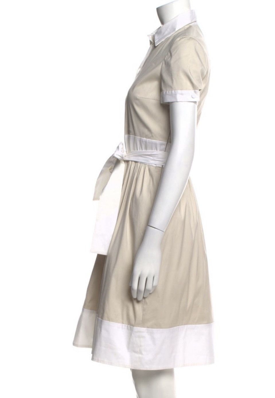 Prada beige white shirt buttons collared dress