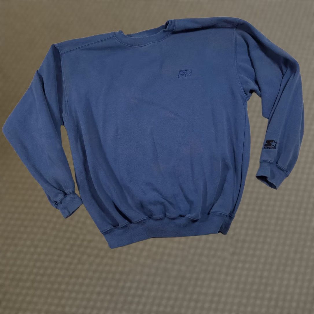 Starter VINTAGE Starter Sweatshirt Mens Large Blue Crewneck Pullover Embroidered Tonal Logo Size US L / EU 52-54 / 3 - 1 Thumbnail