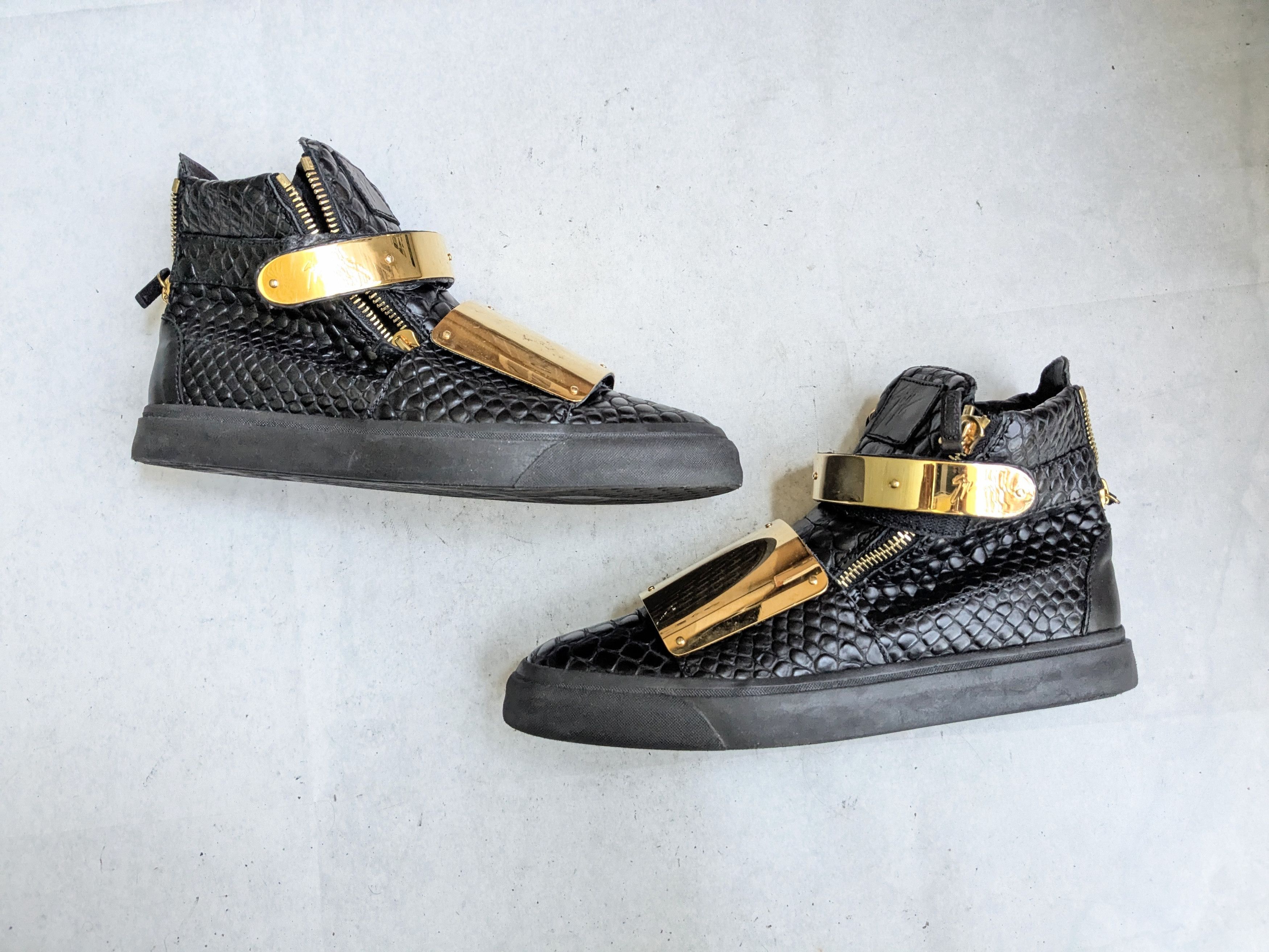 Giuseppe Zanotti Giuseppe Zanotti Sneakers Black Gold 11 44 High Tops Size US 11 / EU 44 - 1 Thumbnail