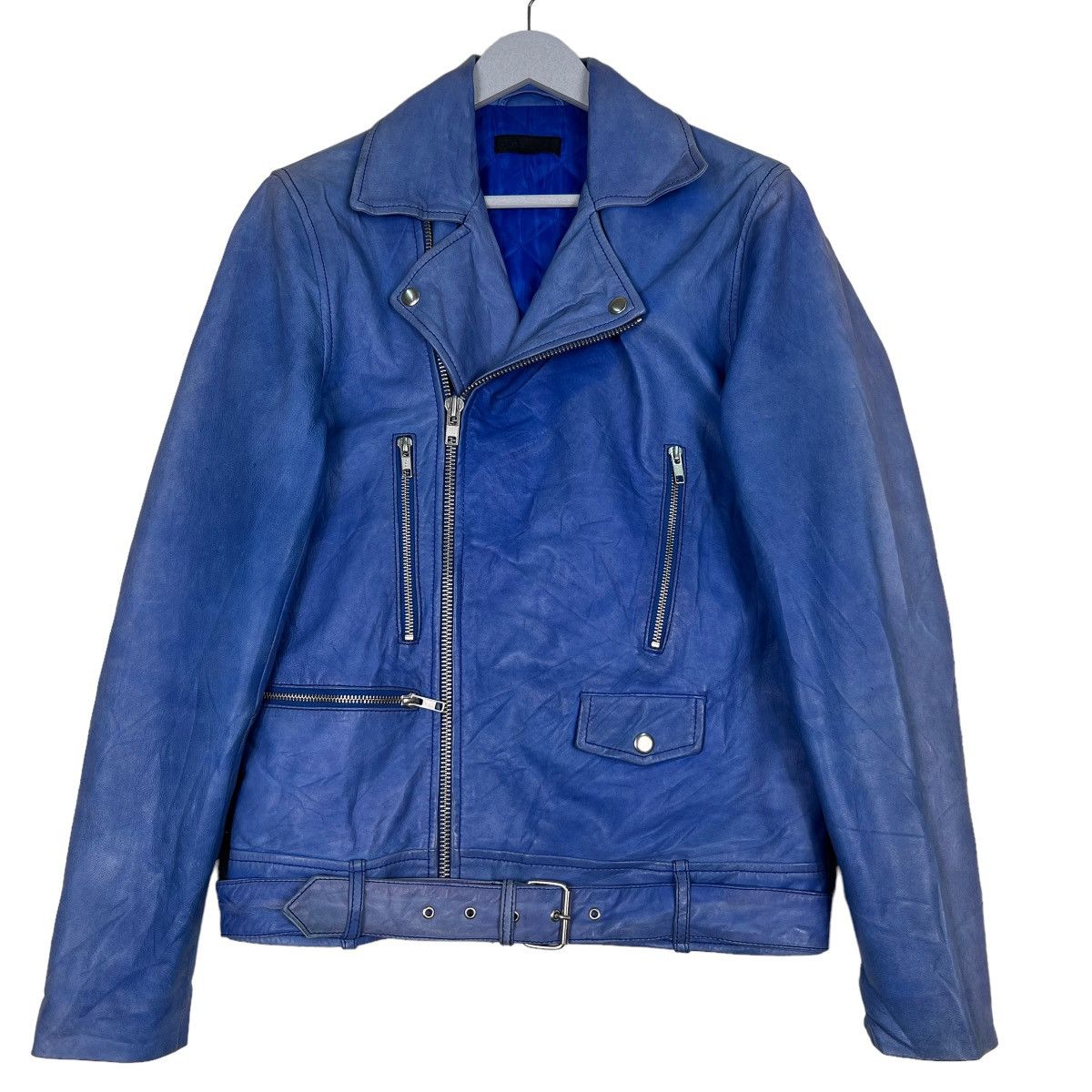 Asos 🔥 ASOS DOUBLE COLAR RIDER MOTO LEATHER JACKET Size US XS / EU 42 / 0 - 1 Thumbnail