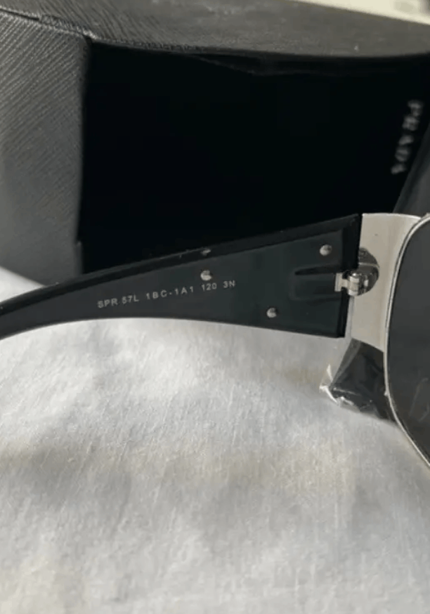 Prada × Vintage PRADA Sunglasses Rectangle Wrap Shield Metal Symbole RI913 Size ONE SIZE - 8 Thumbnail