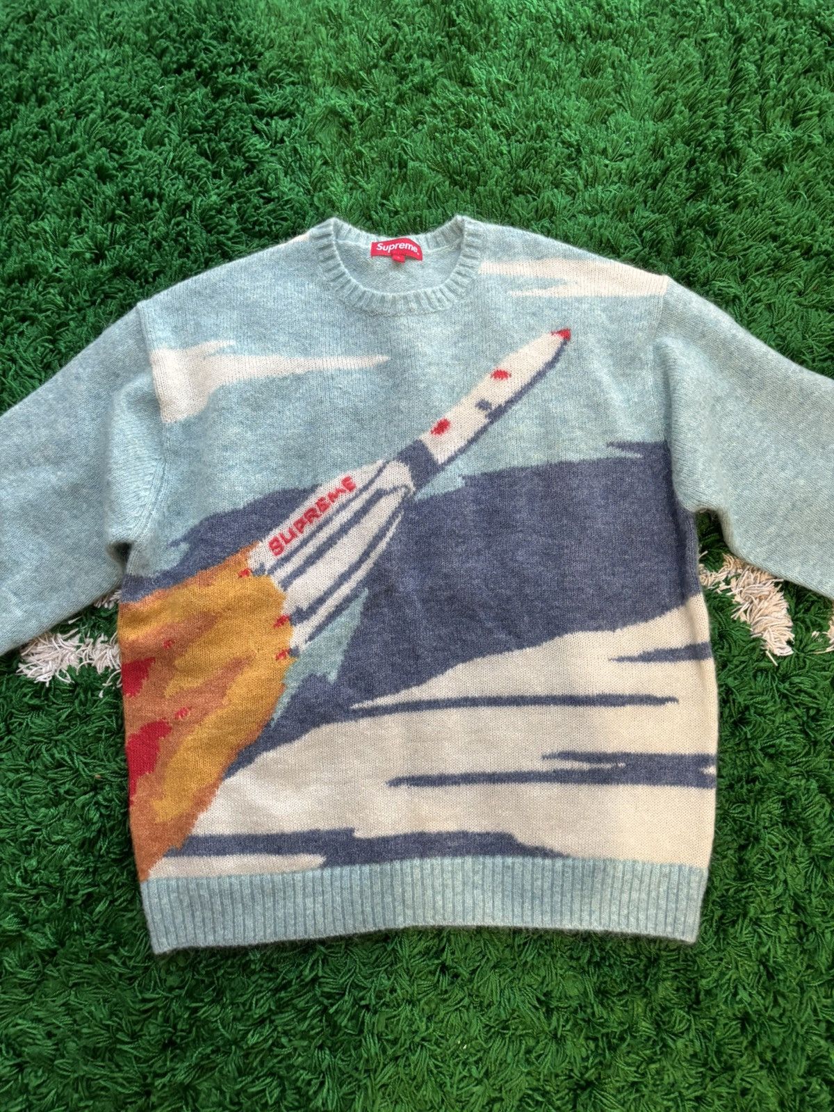 トップス Supreme Rocket Sweater Blue Supreme-Rocket-Sweater-Blue.