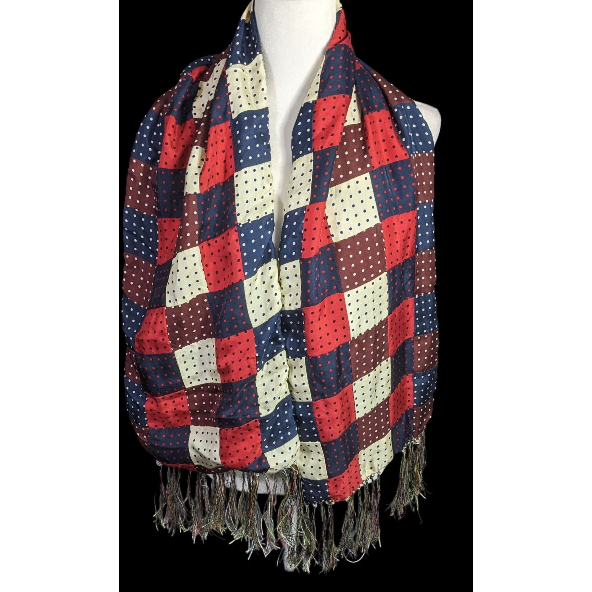 J. Press J.Press Silk Patchwork Scarf Made In USA Multicolor Polka Do Size ONE SIZE - 3 Thumbnail