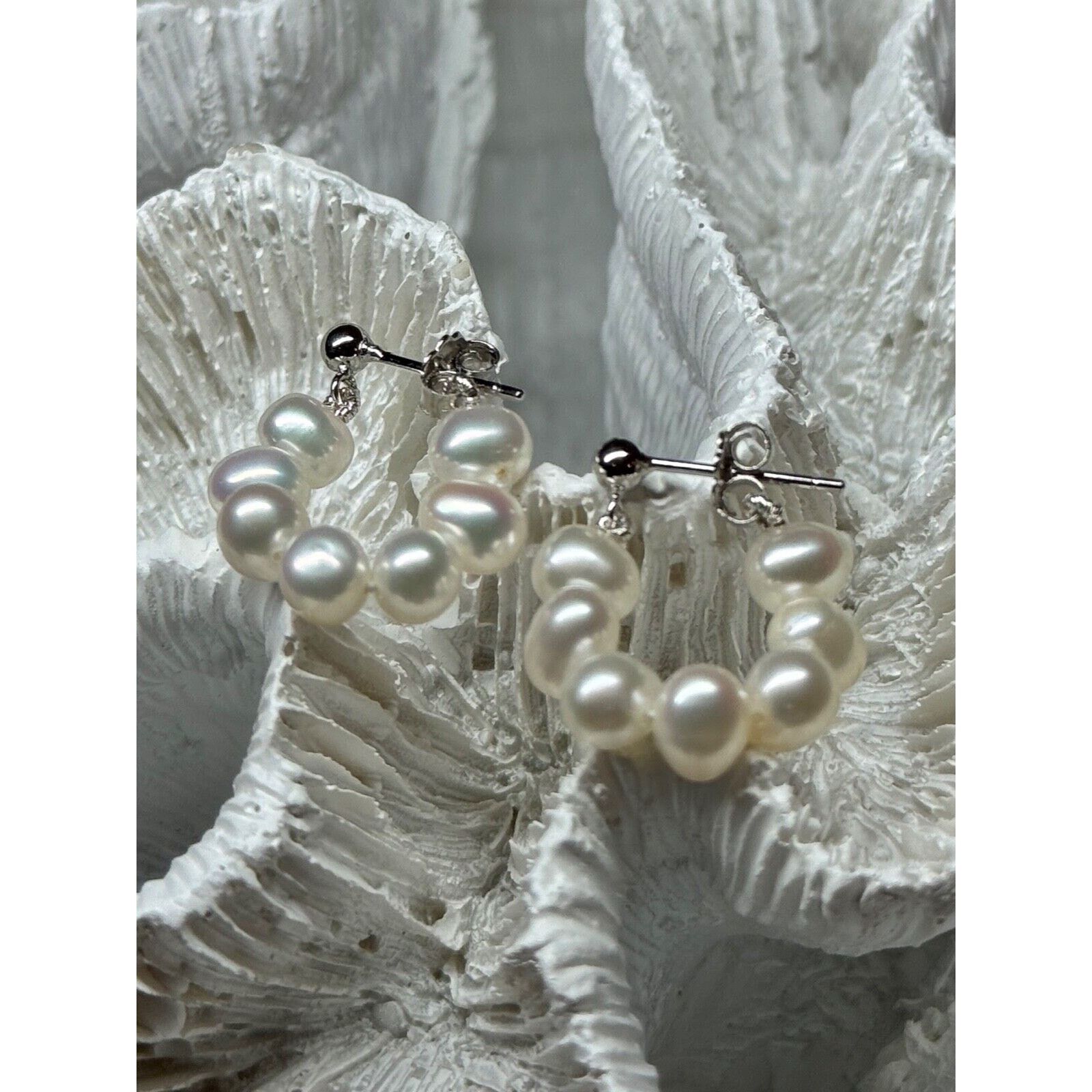 Jewelry 925 STERLING SILVER FRESH WATER PEARL EARRINGS LENGTH 0.8 In Size ONE SIZE - 1 Thumbnail