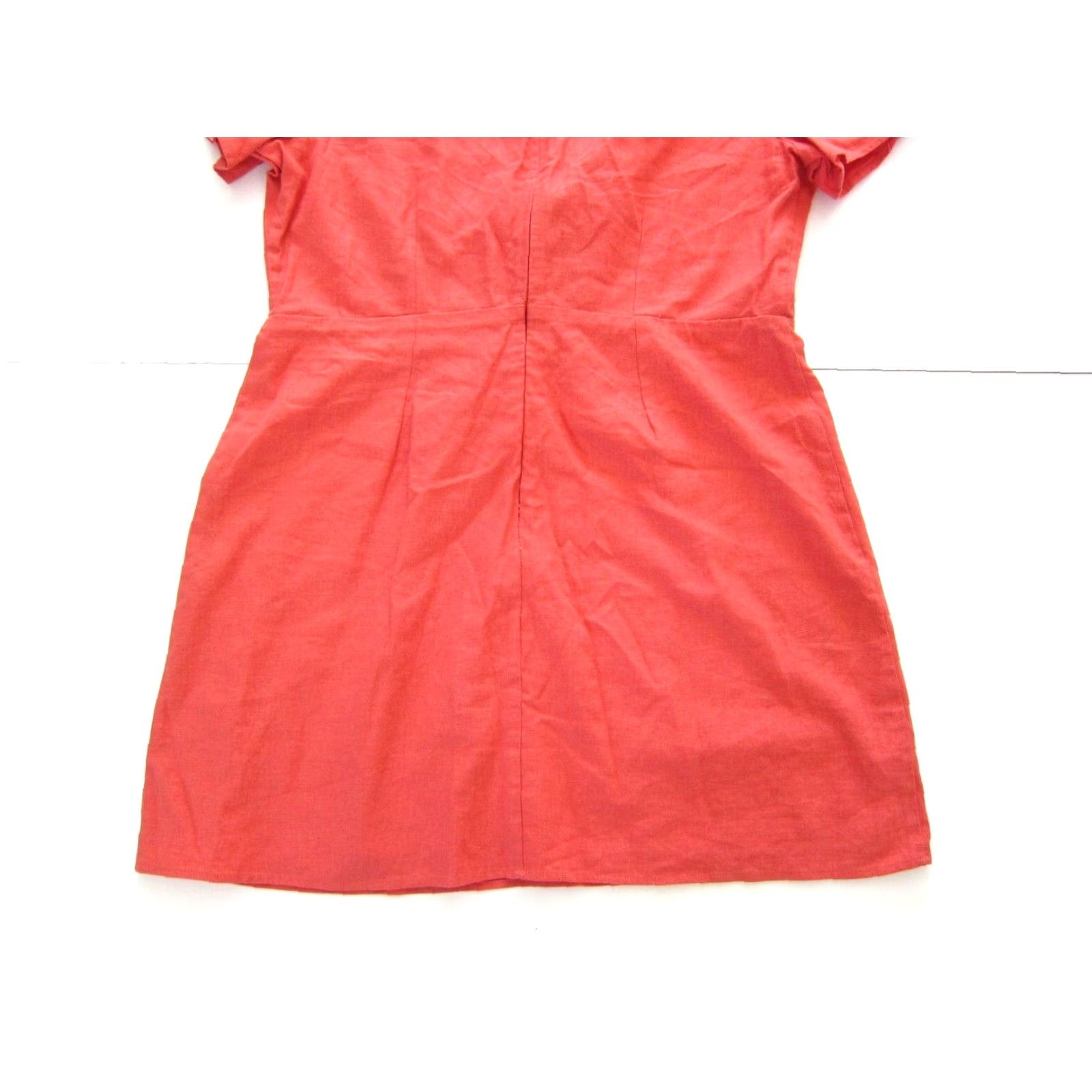 Vintage NWT Socialite Linen Orange Short Sleeve V-Neck Tie Sheath Dress 2XL Womens Size 40" / US 18 - 6 Thumbnail