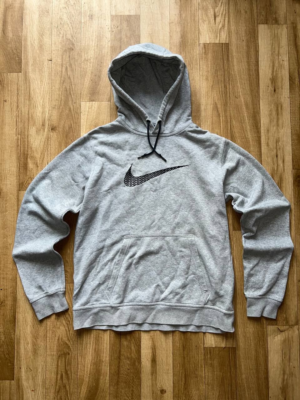 Pre-owned Nike Hoodie With Big Embroidered Logo In Grey