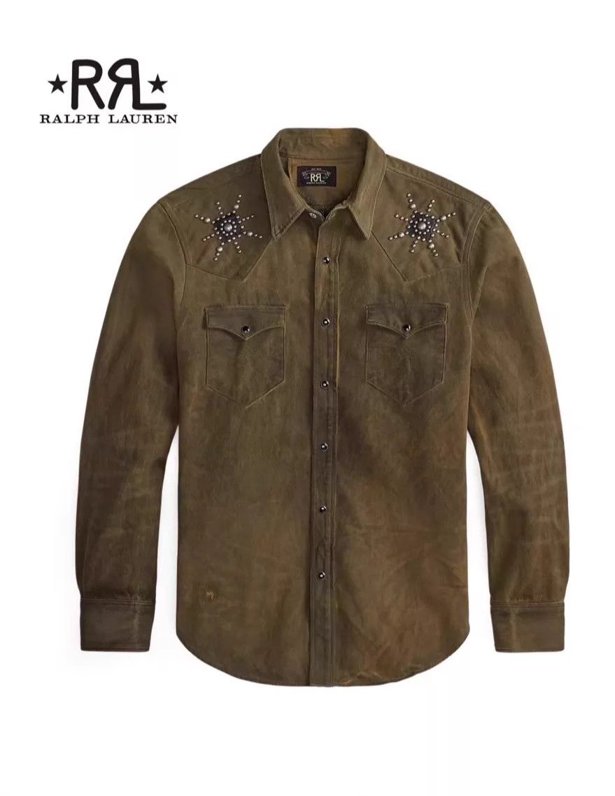 RRL Ralph Lauren RRL Slim Fit Studded Dip Dyed Denim Western Shirt S Size US S / EU 44-46 / 1 - 1 Thumbnail
