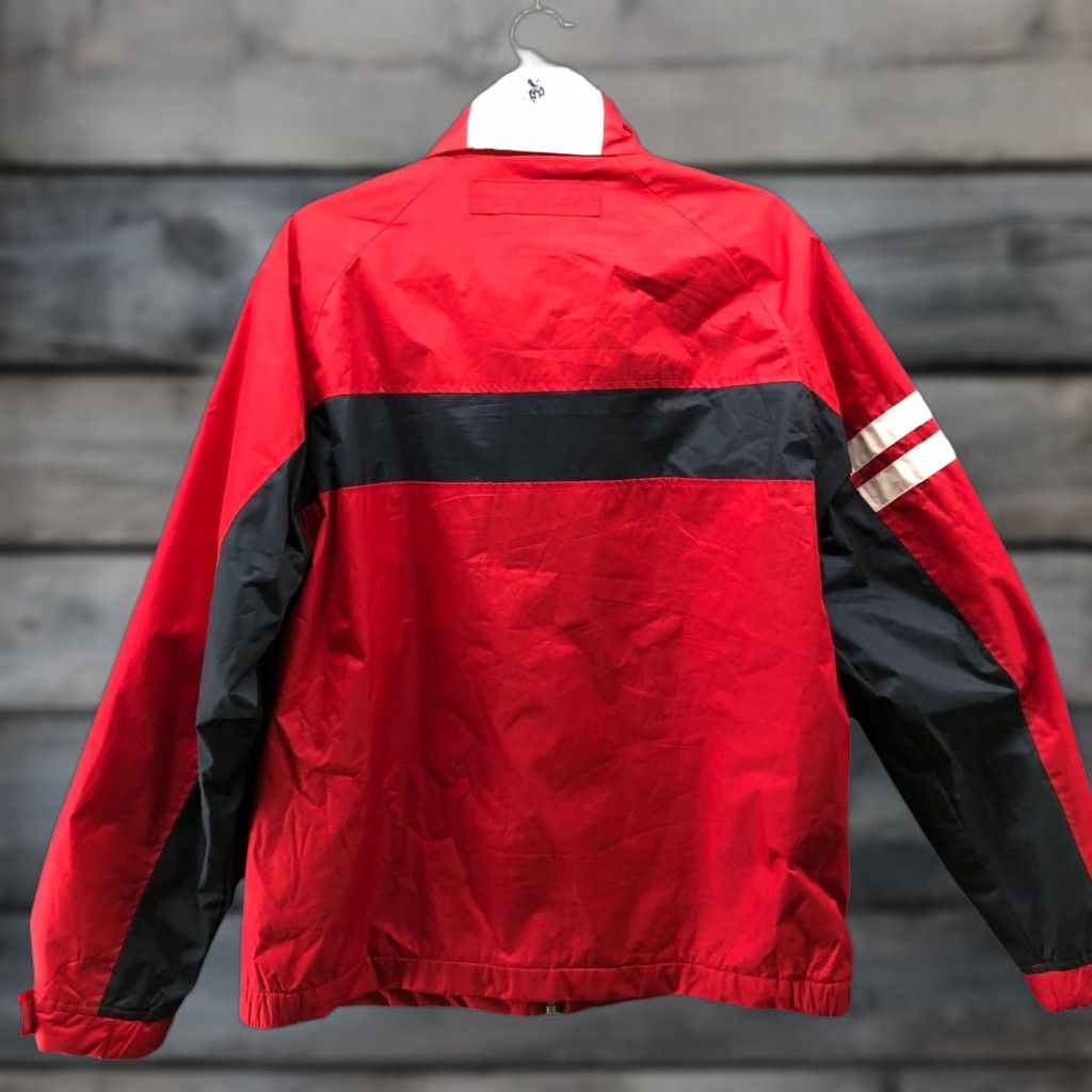 Vintage US Polo Assn Windbreaker Jacket Mens M Red Navy Hidden Hood Zip Fleece Lined Size US M / EU 48-50 / 2 - 1 Thumbnail