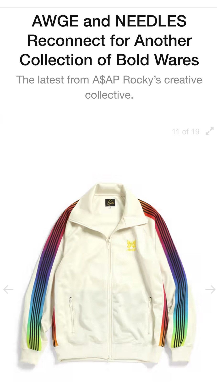 AWGE × Needles 2021 Needles X AWGE off white rainbow tape track jacket Size US L / EU 52-54 / 3 - 1 Thumbnail