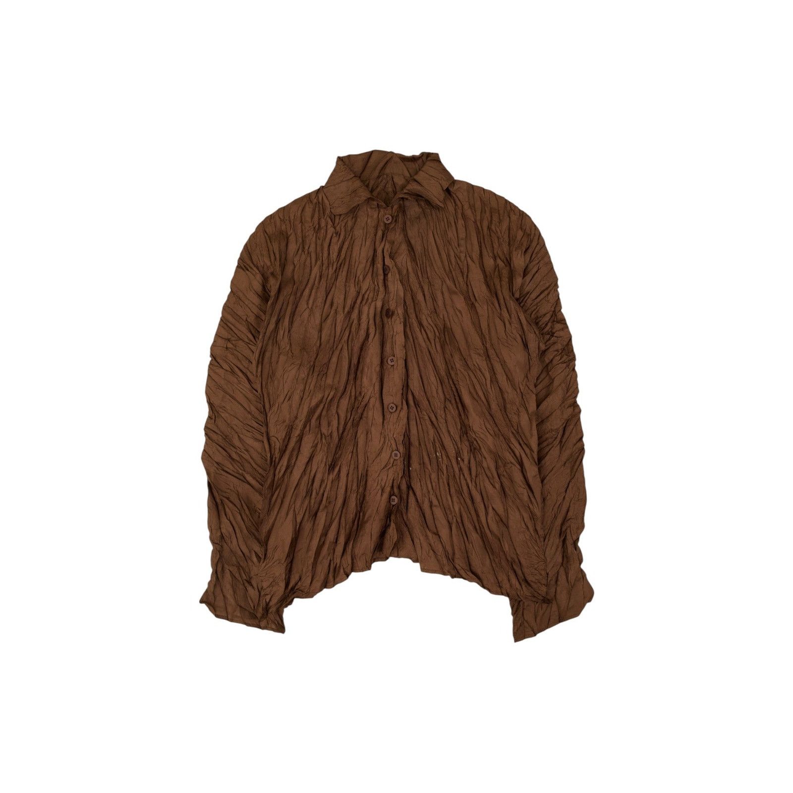 Issey Miyake Pleats Please Brown Long Sleeve Top Size L / US 10 / IT 46 - 1 Thumbnail