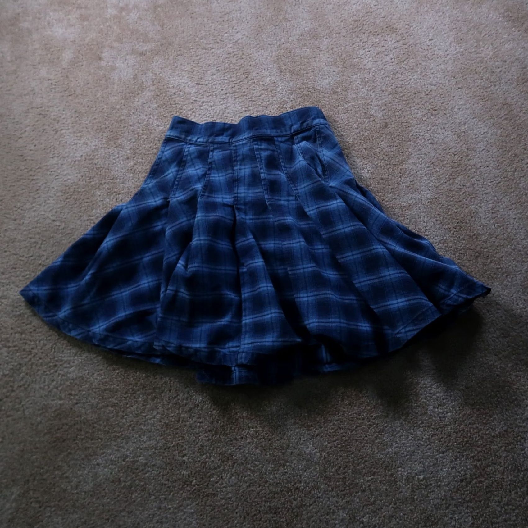 Guess VINTAGE GUESS Skirt Plaid Pleated High Rise 27 Cotton Denim Blue Womens Short 90s Y2K Preppy Punk Gothic Grunge Hipster Rock Pockets Size 27" / US 4 / IT 40 - 6 Thumbnail
