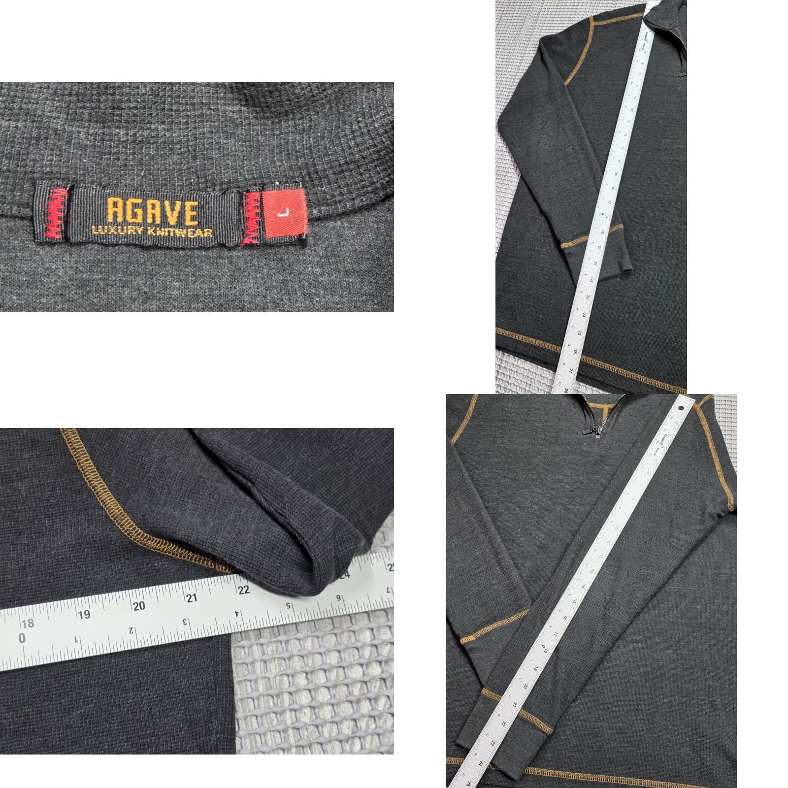Vintage Agave Mens Grey Tan Stitch Pullover 1/4 Zip Long Sleeve Mock Neck Sweater Sz L US Theme USA Outdoor Golf Casual Workwear | Mens | Sweater Size US L / EU 52-54 / 3 - 8 Thumbnail