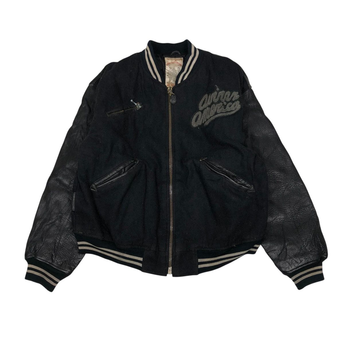 Avirex 🔥VINTAGE AVIREX AMERICA BOMBER VARSITY LEATHER JACKET Size US M / EU 48-50 / 2 - 2 Thumbnail