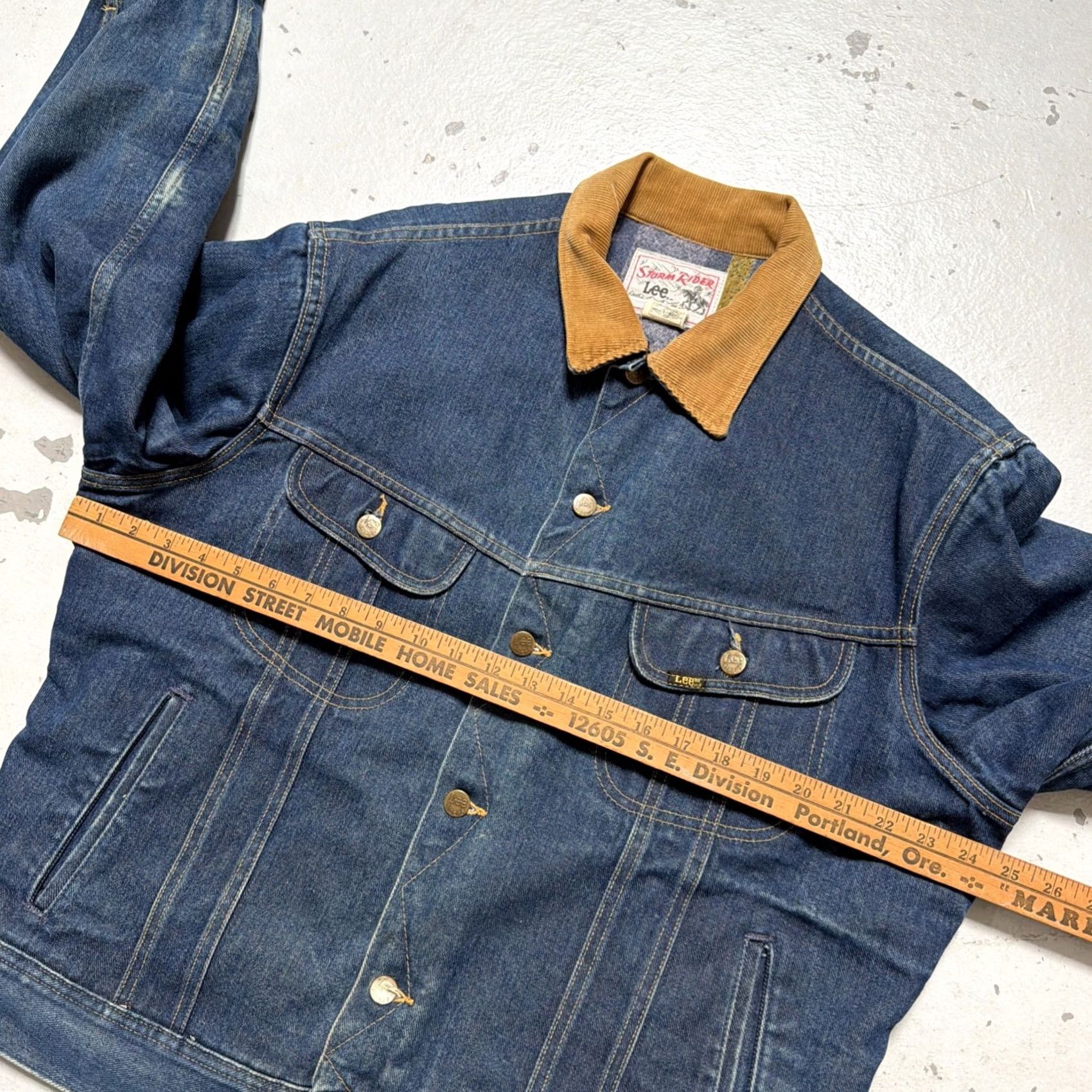 Lee VINTAGE Lee Storm Rider Jacket Denim Trucker Lined USA 46L Men Blue Leather? Size US S / EU 44-46 / 1 - 2 Thumbnail
