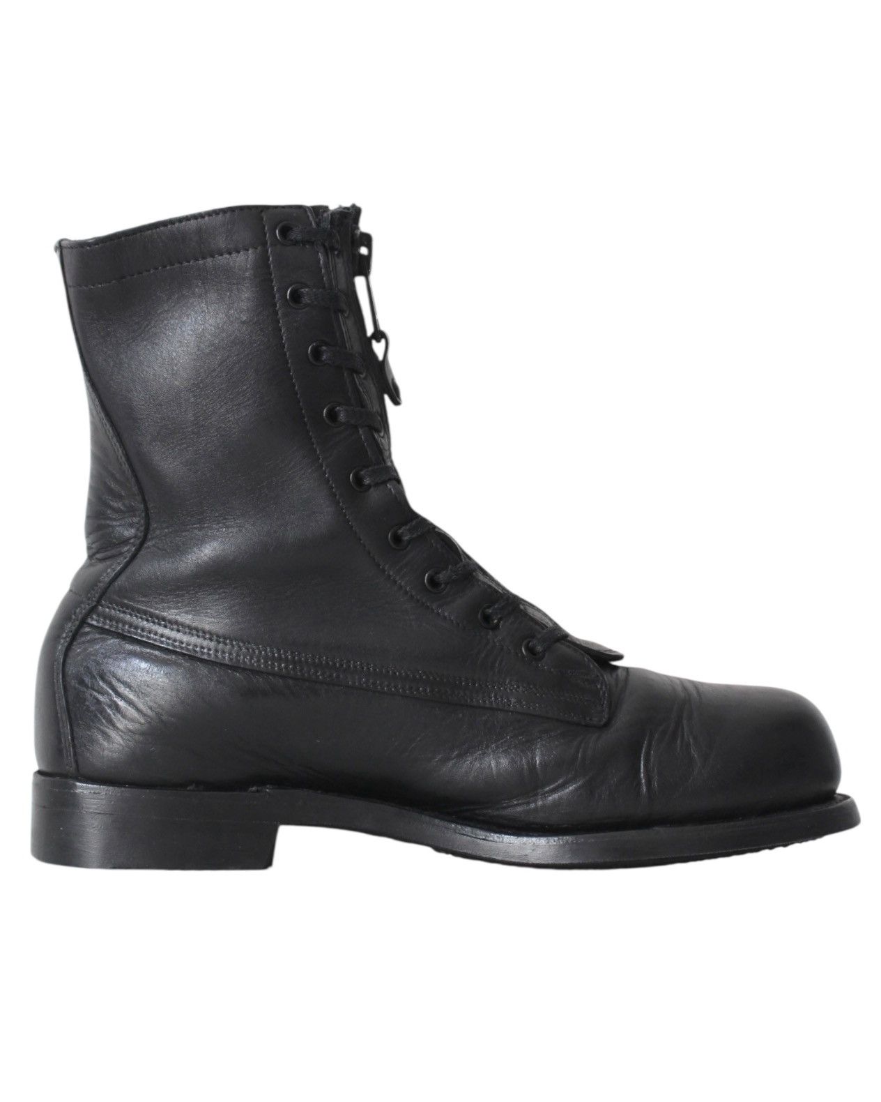 If Six Was Nine 1989 US ARMY BLACK LEATHER FRONT-ZIP COMBAT BOOTS Size US 9 / EU 42 - 4 Thumbnail