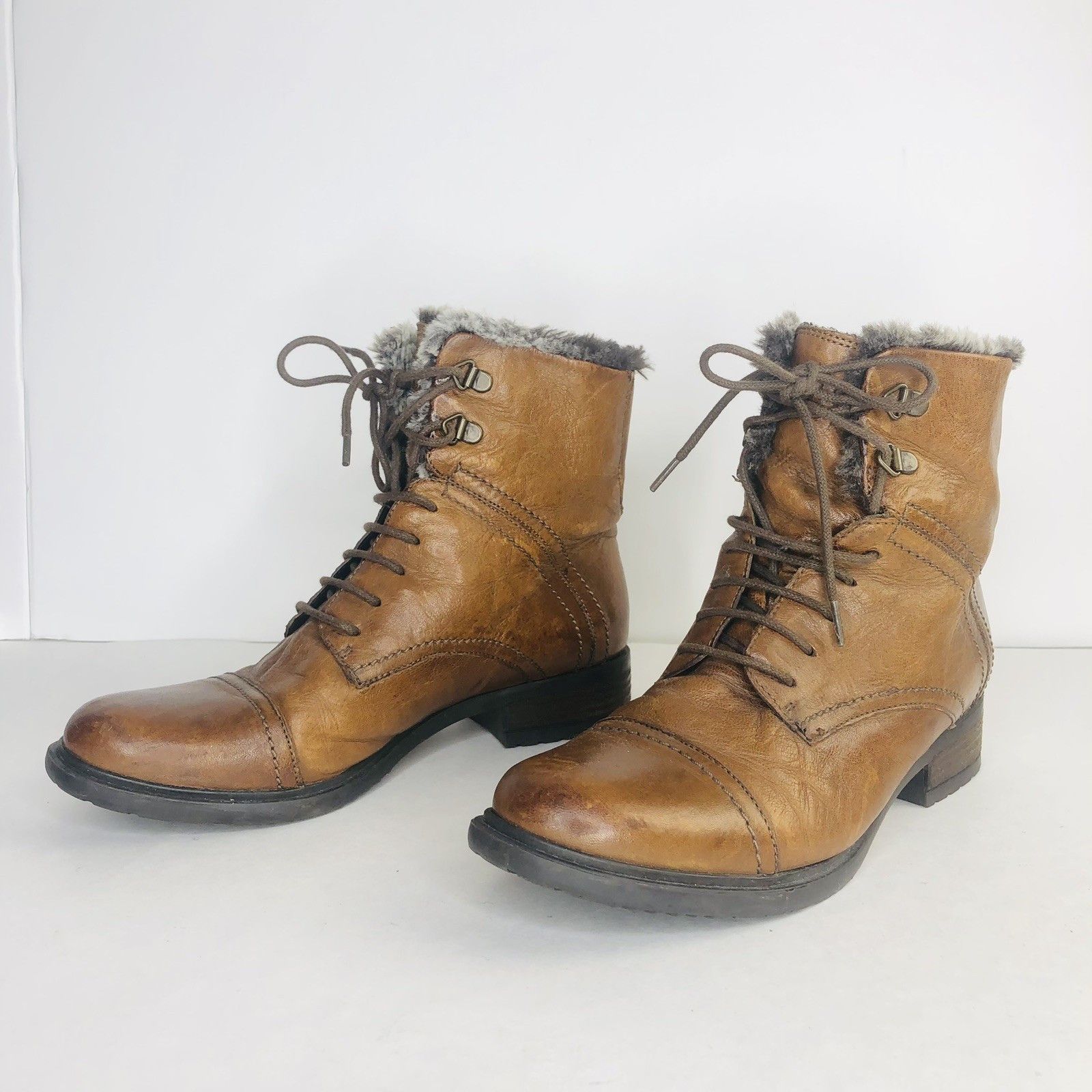Clarks CLARKS COMBAT BROWN SUPPLE LEATHER BOOTS WOMENS Sz 6 1/2 Size US 6.5 / IT 36.5 - 3 Thumbnail