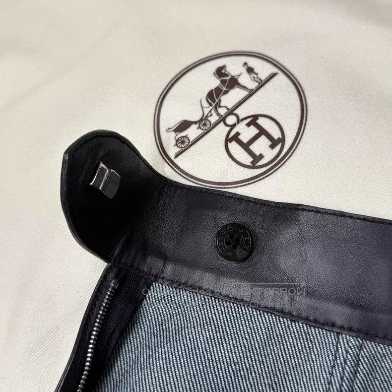 Hermes Hermes Blue Denim and Leather Mixed Skirt Size 24" / US 00 / IT 34 - 6 Thumbnail