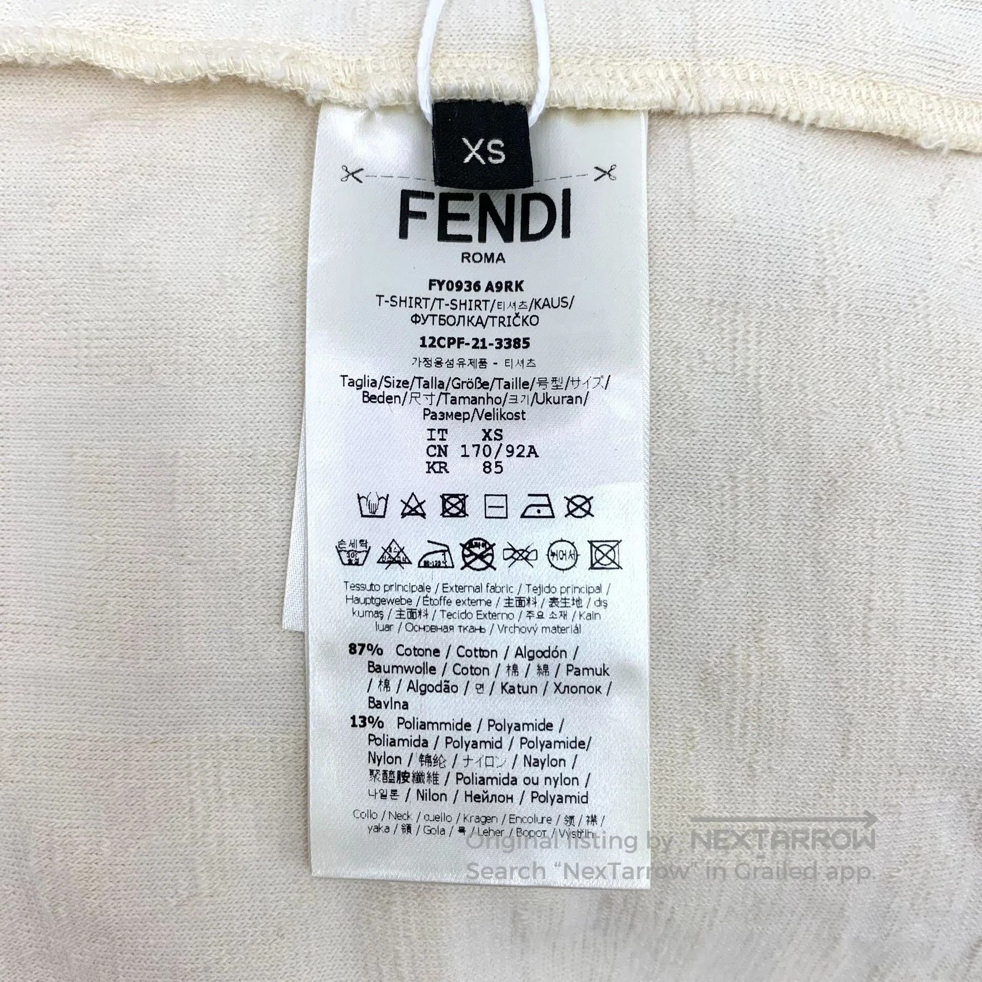 Fendi Fendi Double F Embossed Print Cotton T-shirt. Size XS / US 0-2 / IT 36-38 - 7 Thumbnail