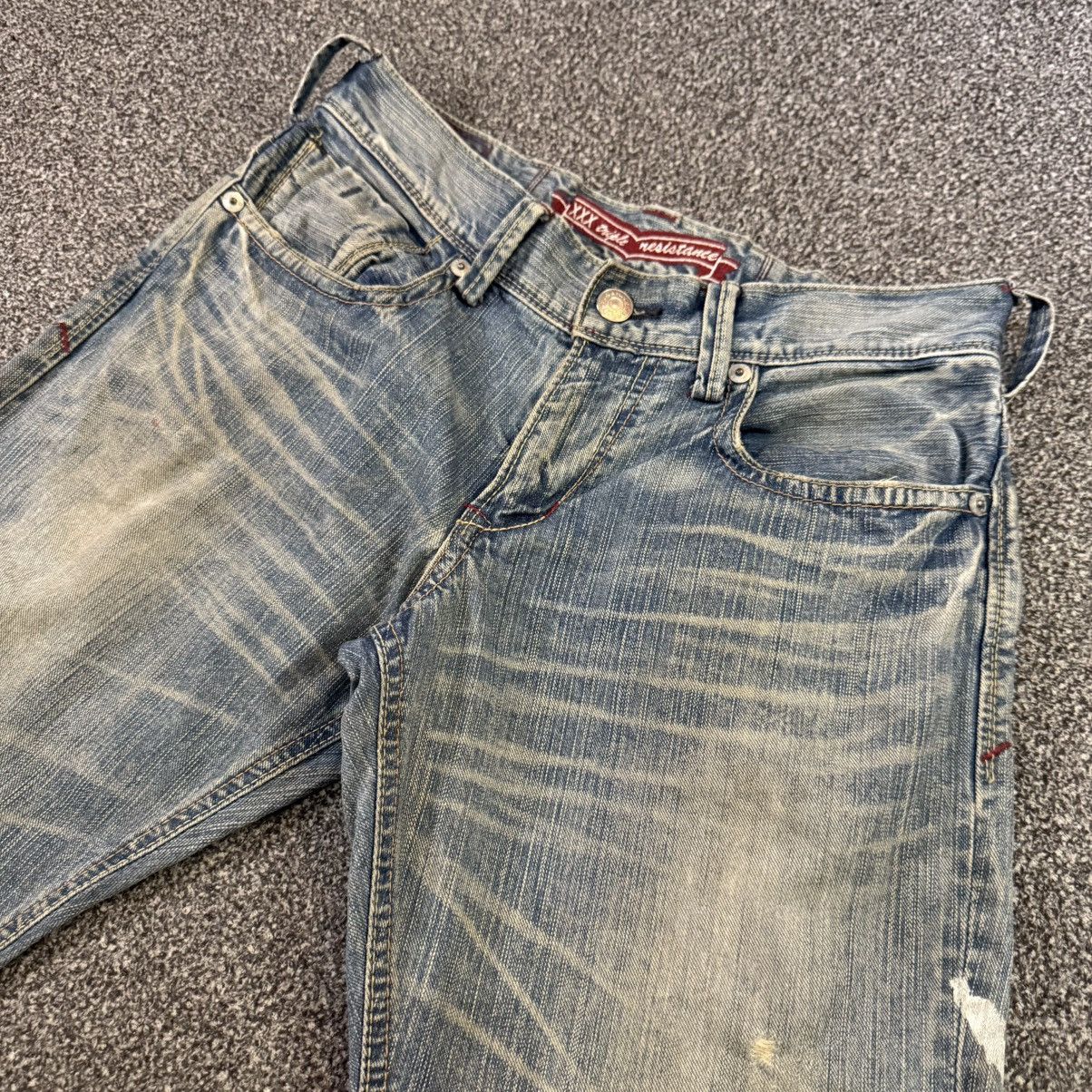 Japanese Brand Japanese Seditionaries Liberto Paint Thrashed Wideleg Denim Size US 32 / EU 48 - 3 Thumbnail