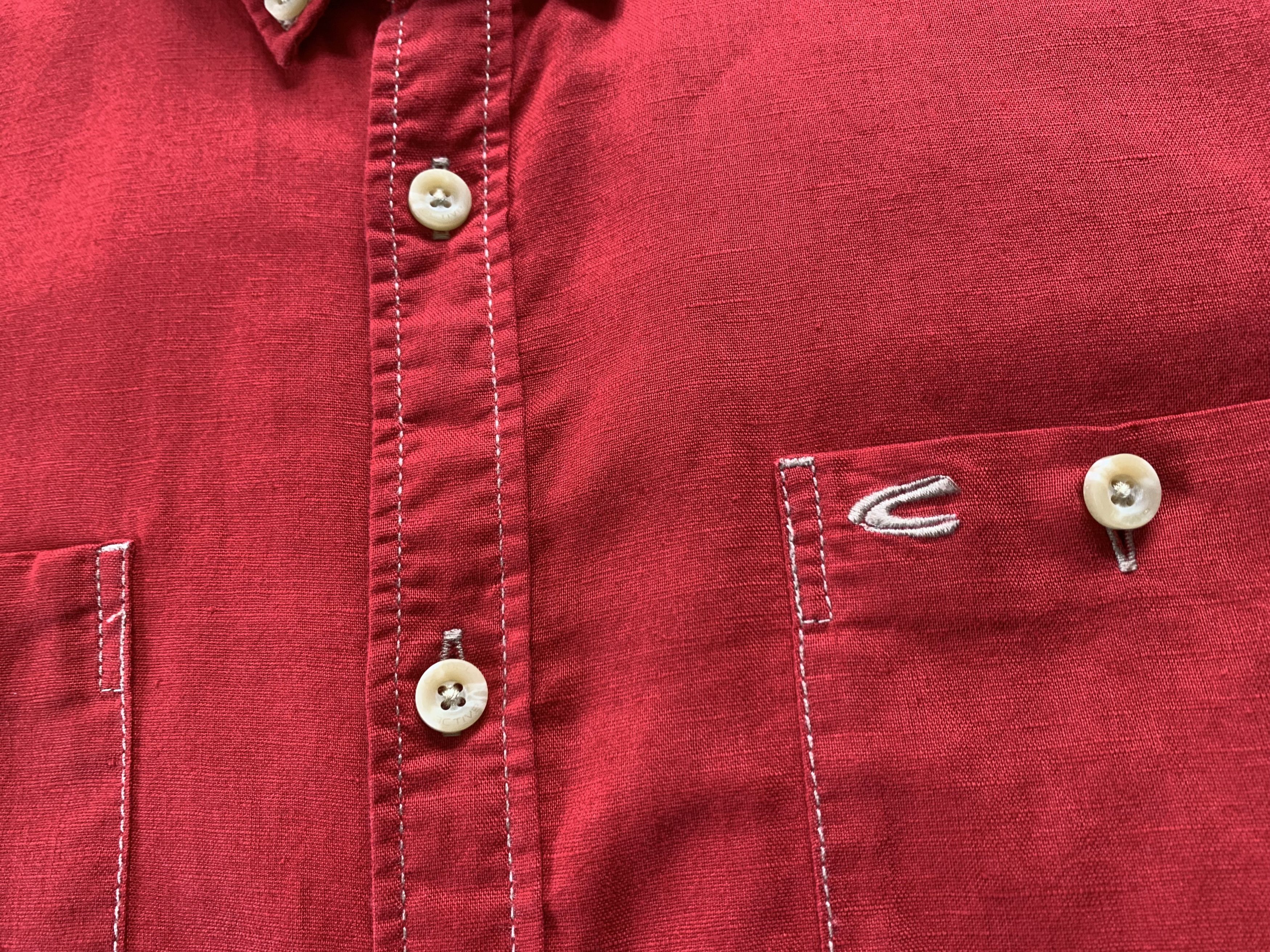 camel active Camel Active Linen Blend Regular Fit Red Button Up Shirt Size US XL / EU 56 / 4 - 5 Thumbnail