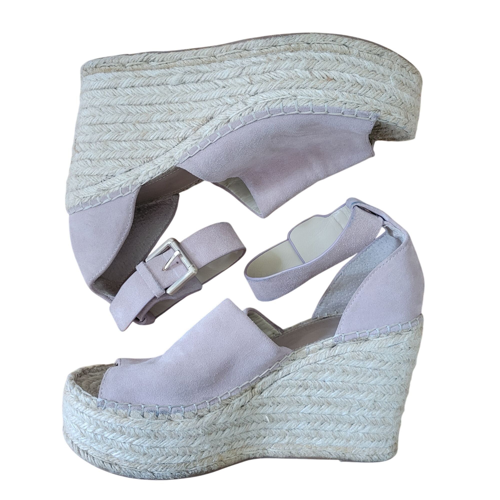 Marc Fisher Marc Fisher 9.5 Suede Leather Espadrille Platform Wedge Sand Size US 9.5 / IT 39.5 - 8 Thumbnail