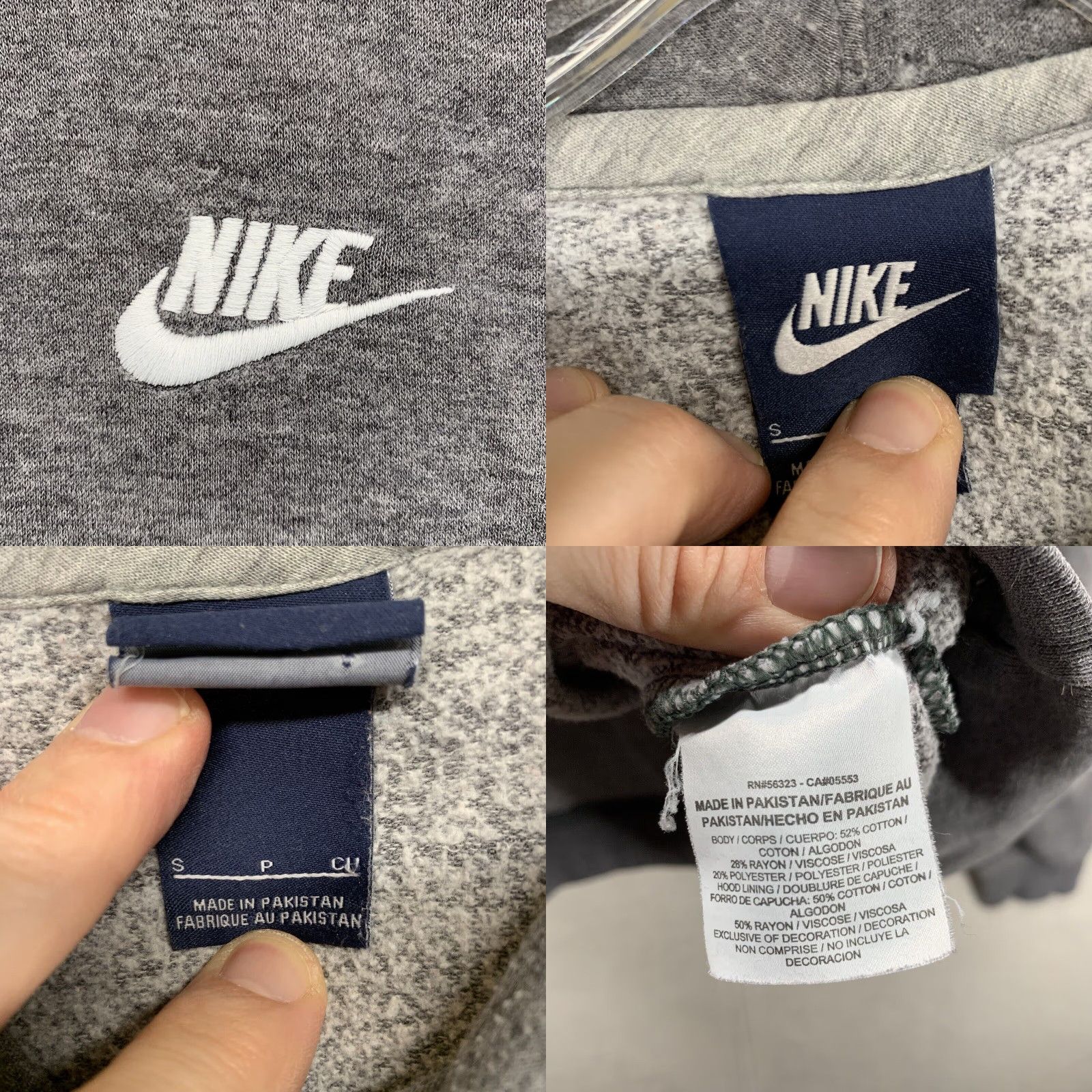 Nike VINTAGE Nike Hoodie Sweatshirt Gray Swoosh Logo Pullover High Neck Regular Men's Size Small Size US S / EU 44-46 / 1 - 8 Thumbnail