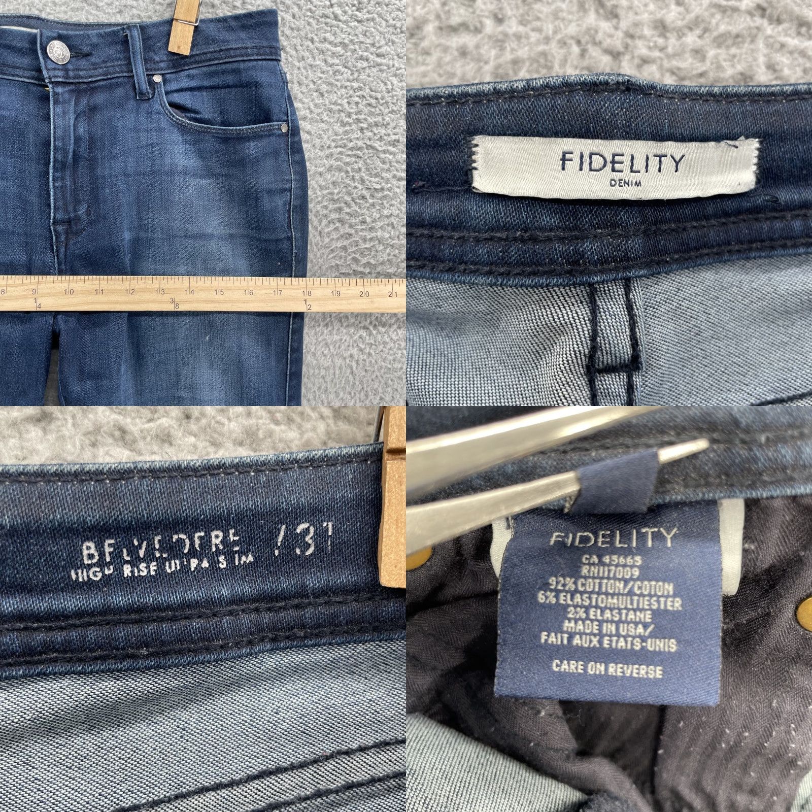 Vintage Fidelity Jeans Women's 32* Dark Belvedere High Rise Ultra Slim Classic Academia Jeans Woman Slim Skinny 5-Pocket Denim Blue Size 24" / US 00 / IT 34 - 8 Thumbnail