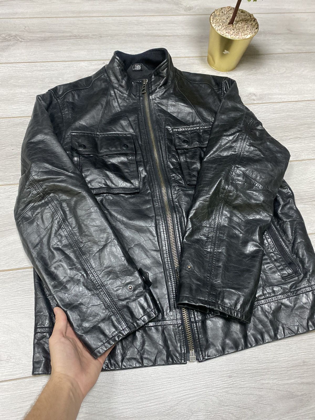 Gap GAP vintage leather jacket zip up Size US L / EU 52-54 / 3 - 3 Thumbnail