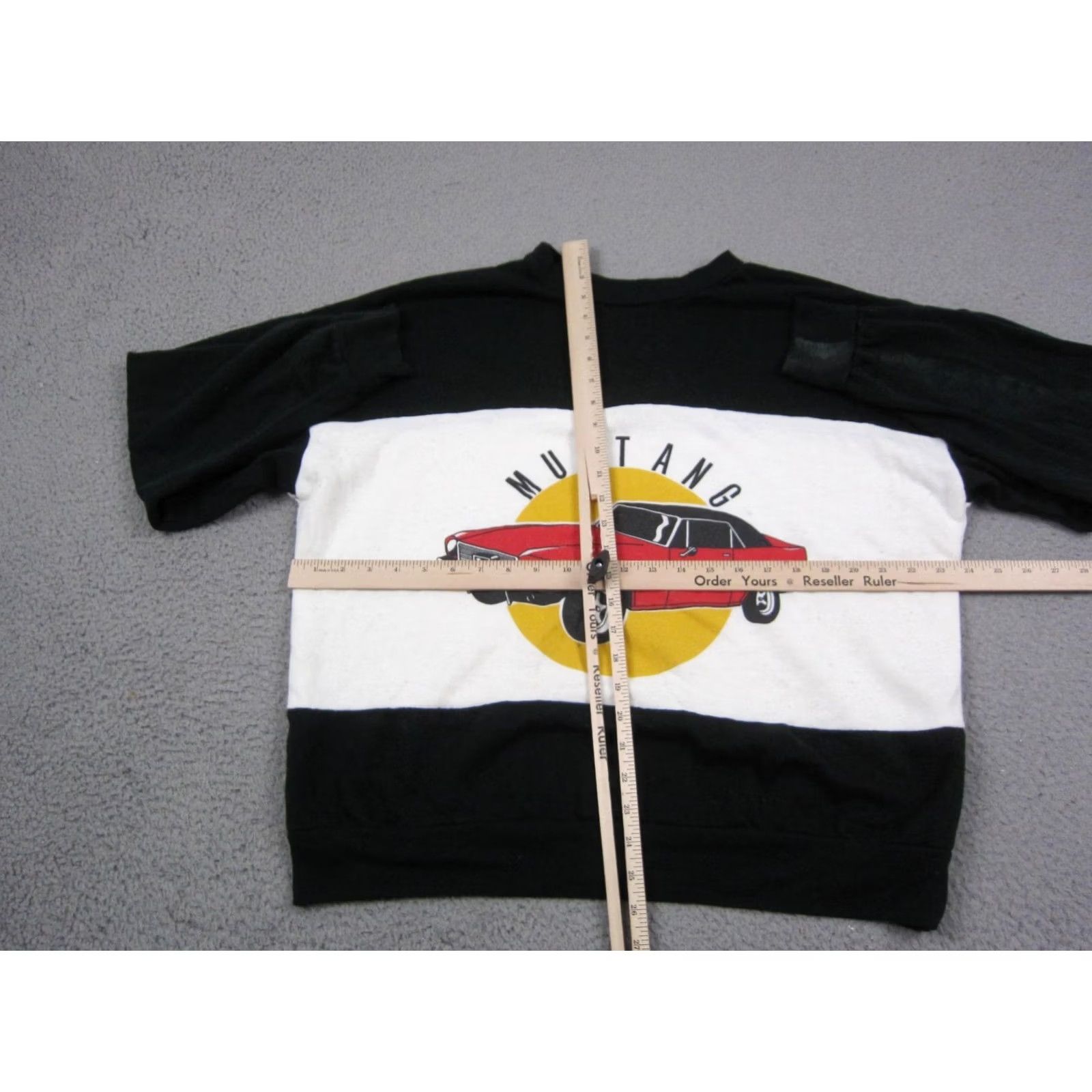 Ford VINTAGE Mustang Sweatshirt Mens Large Black White Cropped Striped Ford Car 80s Size US L / EU 52-54 / 3 - 7 Thumbnail