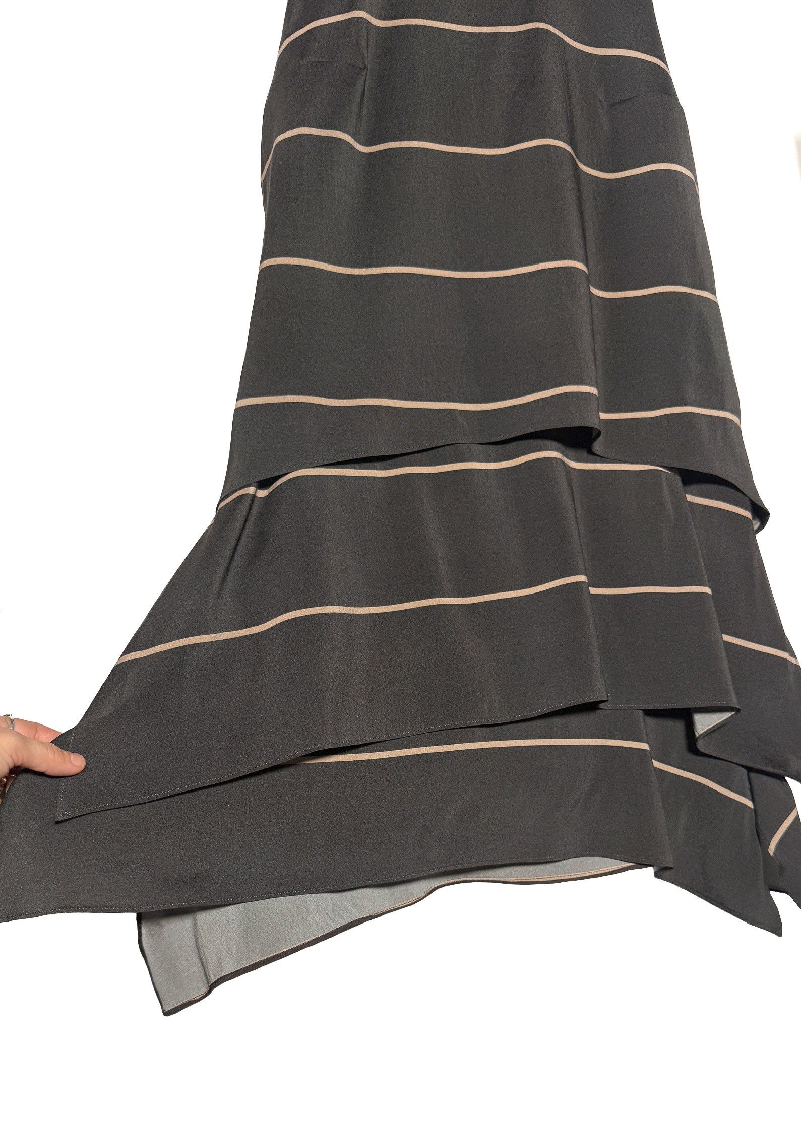 Brunello Cucinelli Brunello Cucinelli Grey Peach Stripes Silk Sleeveless Dress Size S / US 4 / IT 40 - 4 Thumbnail