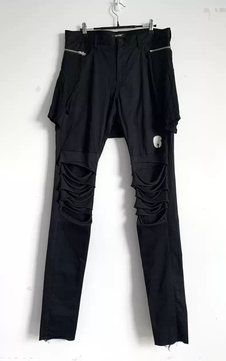 image of Undercover Takahashi Shield Show Destroys Patchwork Pants 19Ss Period in Black, Men's (Size 36)