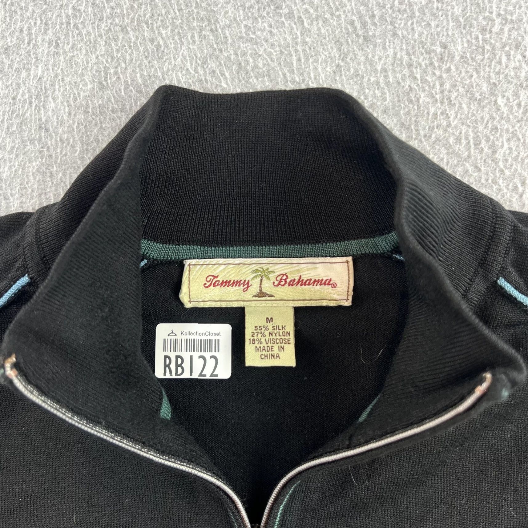Tommy Bahama Tommy Bahama Sweater Mens M Black 1/4 Zip Mock Neck Silk Blend Pullover Size US M / EU 48-50 / 2 - 6 Thumbnail