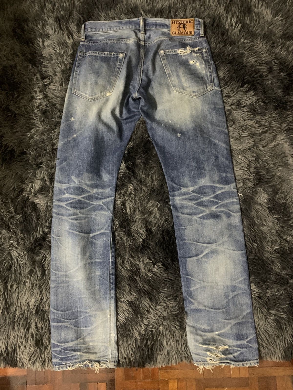 Hysteric Glamour Studded Selvedge Distressed Crash Denim