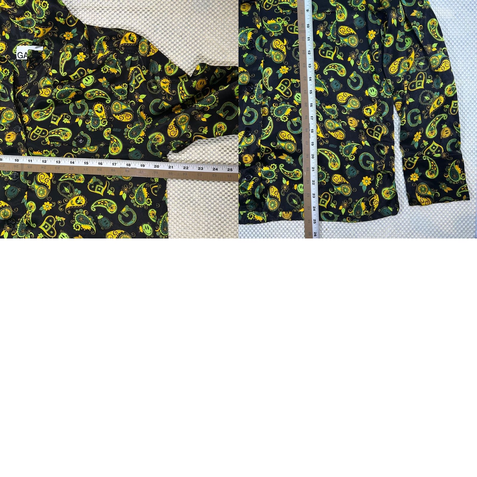 Ganni VINTAGE GANNI Blouse Shirt Womens 36 Black Paisley Button Down Long Sleeve Smiley Face Size S / US 4 / IT 40 - 8 Thumbnail