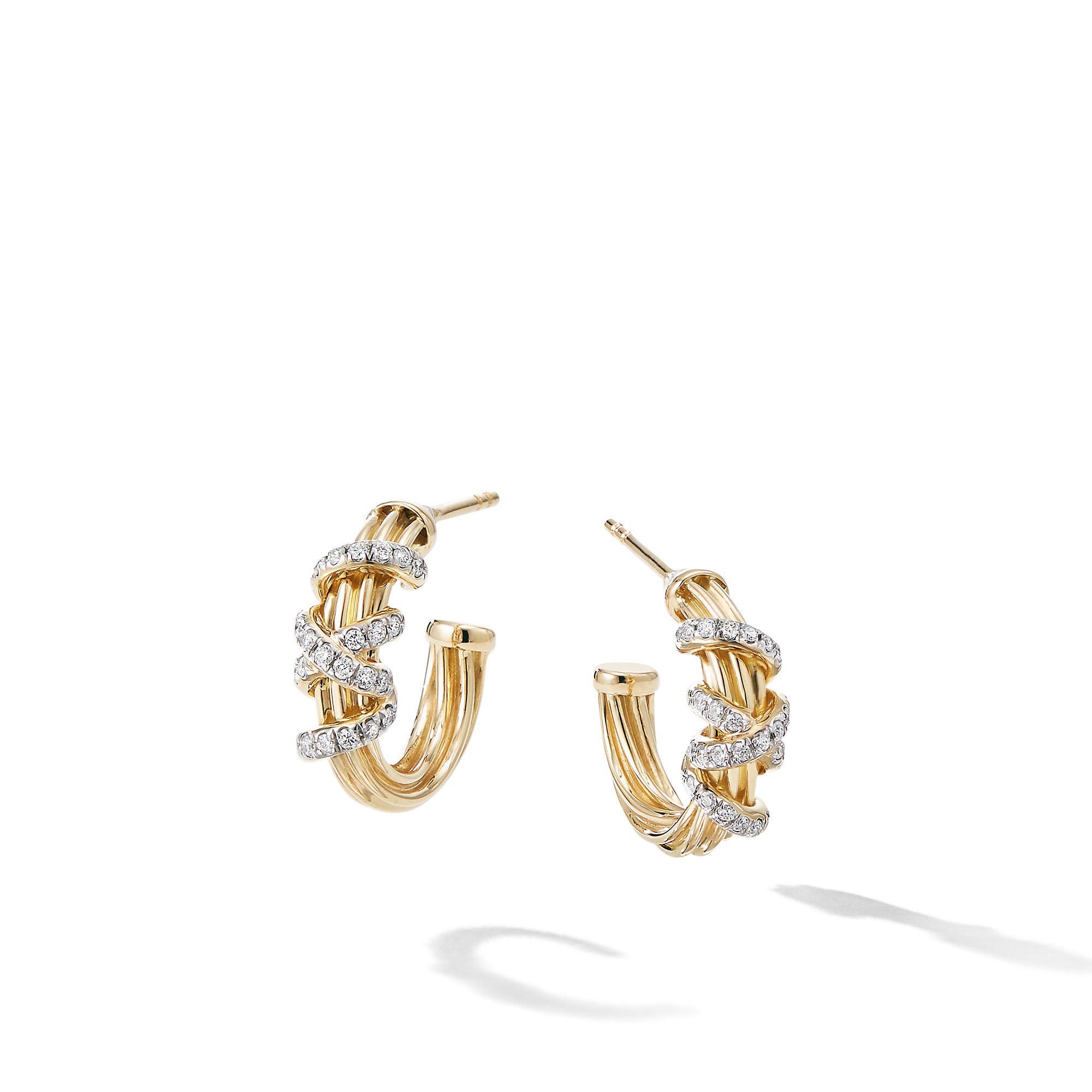 David Yurman o1w1db10325 Earrings in 18K Yellow Gold with Diamonds & 17mm Size ONE SIZE - 1 Thumbnail