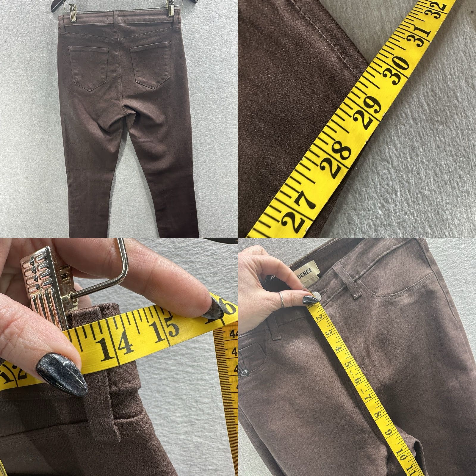 L'AGENCE L'AGENCE Marguerite Skinny High Rise Jeans Women Size 27 Brown Cocoa Coated Denim Slim Fit Size 27" / US 4 / IT 40 - 8 Thumbnail