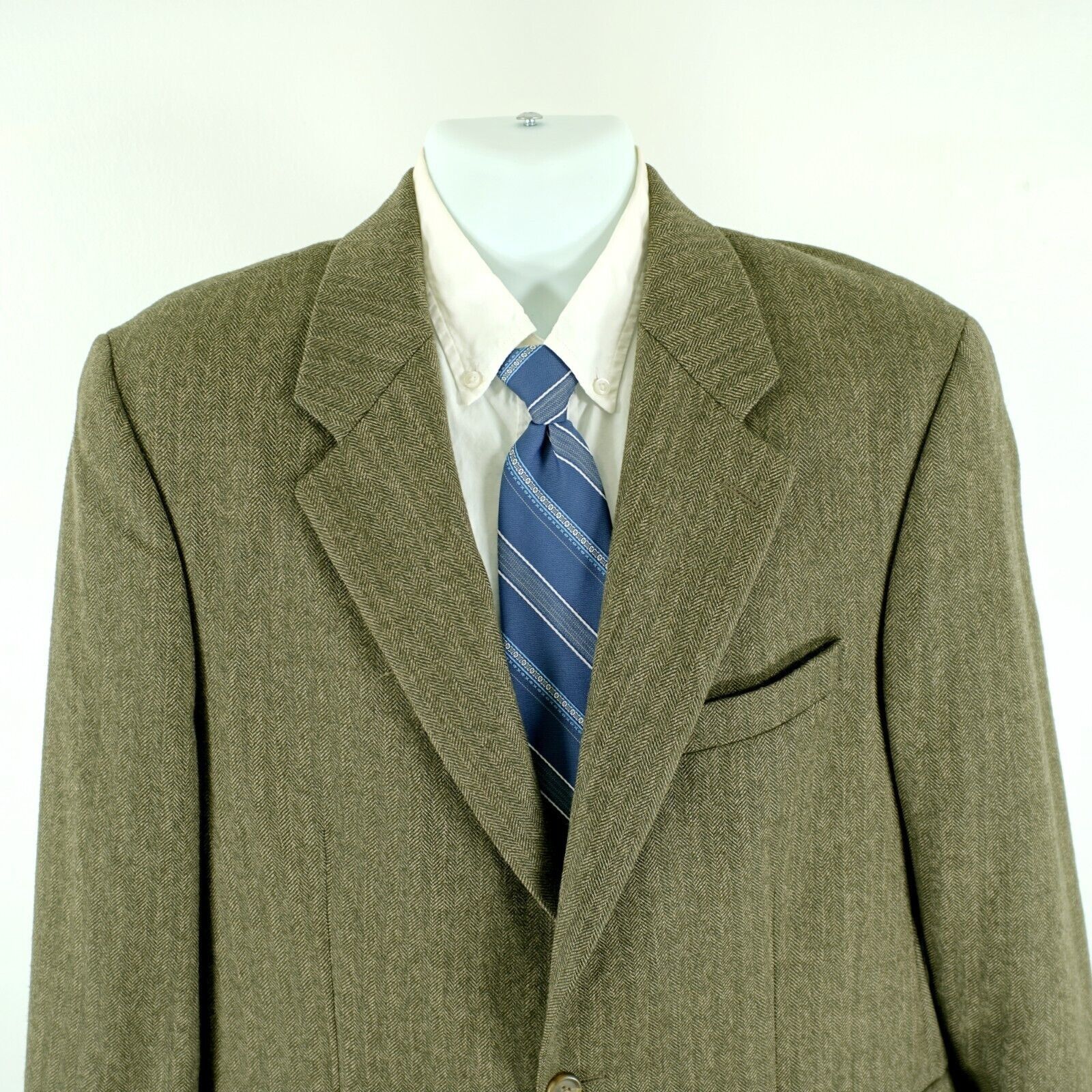 Chaps Chaps Ralph Lauren Green Herringbone 2 Button Sport Coat 40R Size 40R - 1 Thumbnail
