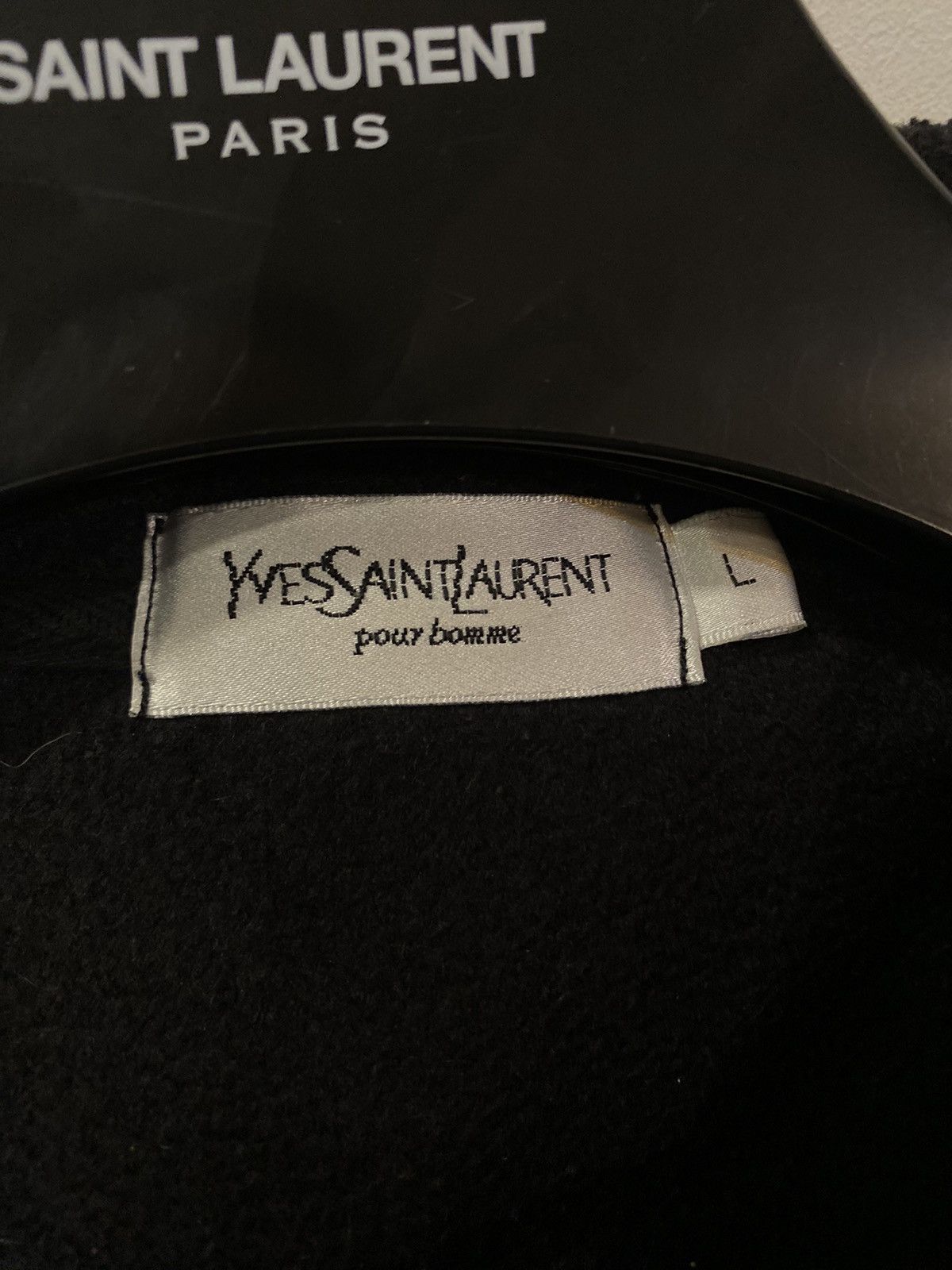 Yves Saint Laurent Fleece Black YSL Sweatshirt 1/4 Quarter Zip Big Logo Sweater Size US L / EU 52-54 / 3 - 10 Thumbnail
