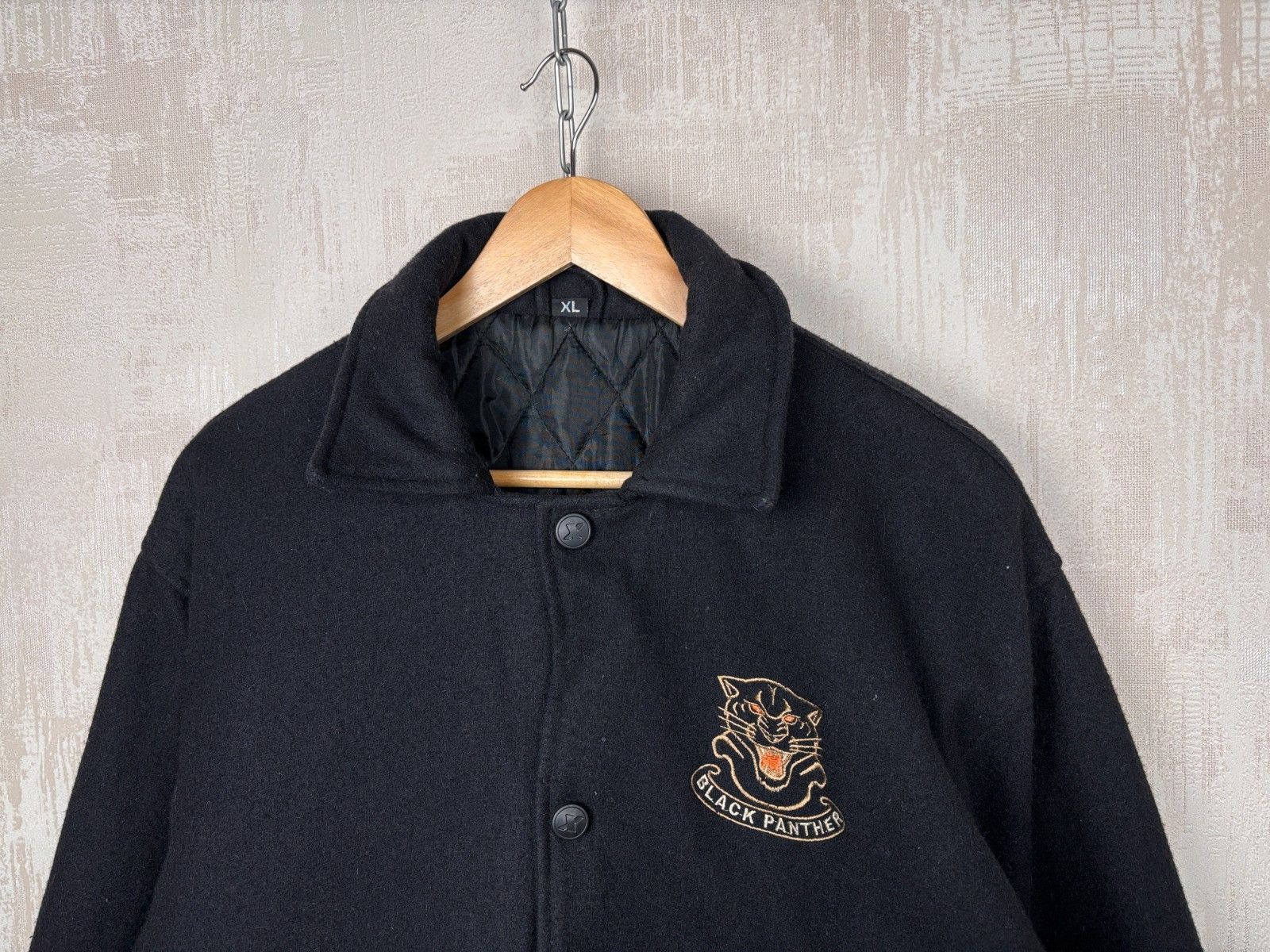 Vintage Vintage Black Panther College Bomber Jacket Wool Blend Size US XL / EU 56 / 4 - 7 Thumbnail