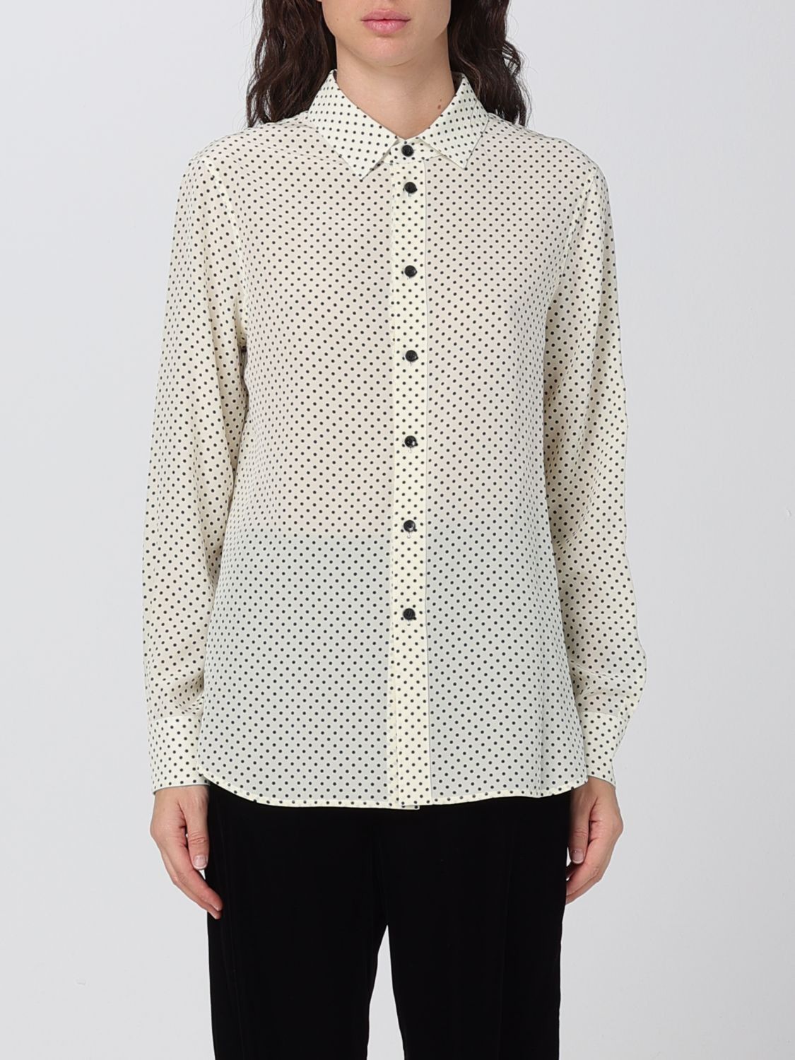 Saint Laurent Paris o1s1wg110125 710448 Classic Shirt in Dotted Crepe de Chine Size M / US 6-8 / IT 42-44 - 2 Thumbnail