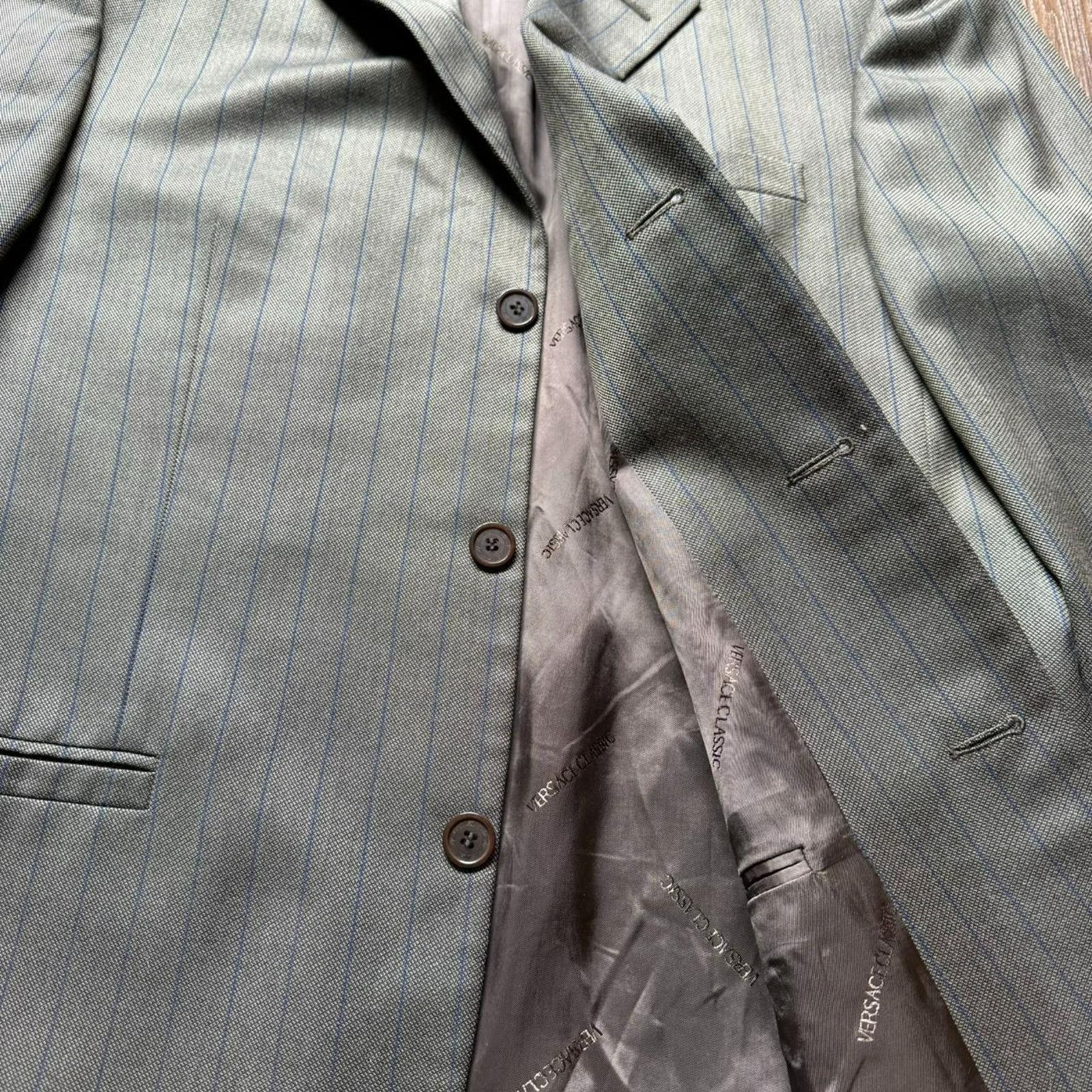 Versace Versace Vintage Wool Silk Brown Stripe Blazer Sport Coat 42 Size 42R - 4 Thumbnail