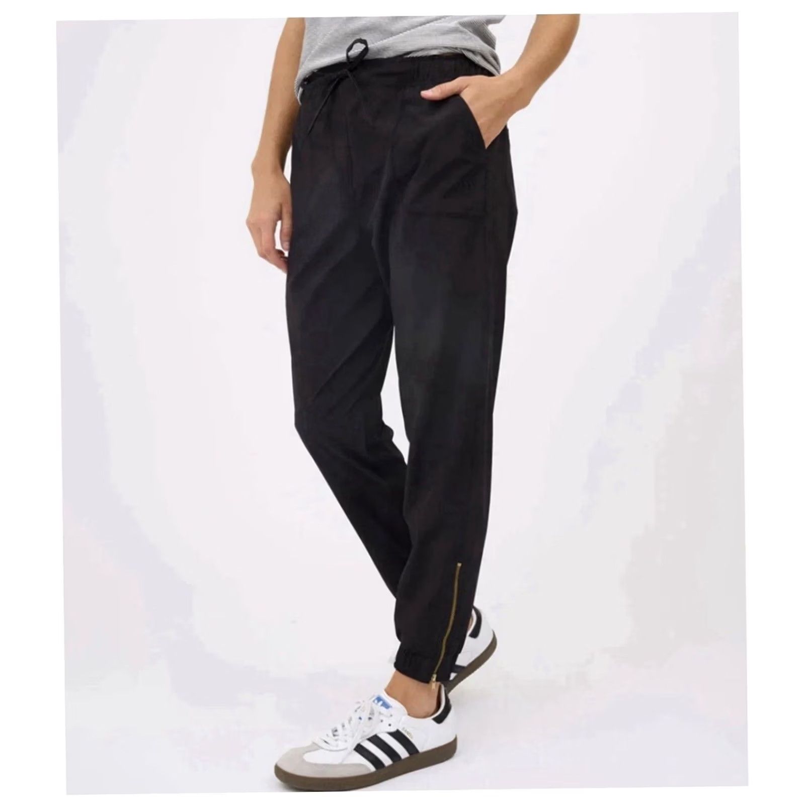Vintage Albion Jetsetter Womens Small Tall Joggers Pant Zip Ankle Black Size 28" / US 6 / IT 42 - 2 Thumbnail
