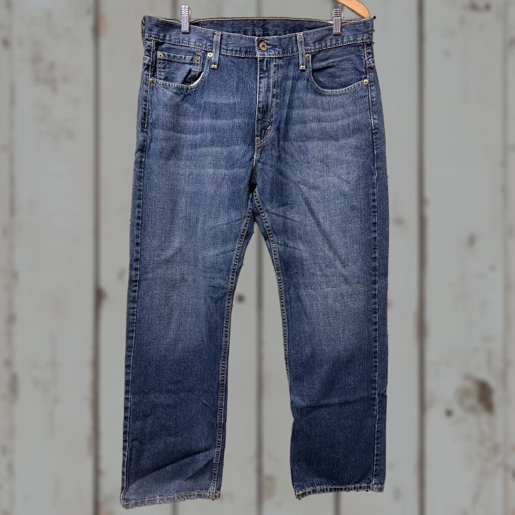 Levi's Levi's 569 Loose Straight Denim Jeans 100% Cotton 36x32 Blue Dark Distressed Mid Rise Mens Regular Jeans 5-Pocket Pattern Solid Cap Size US 36 / EU 52 - 1 Thumbnail